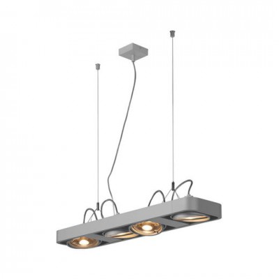 SLV 159224 AIXLIGHT R2 LONG LED, Pendel- leuchte, ES111, max. 4x50W, 4xG53, halbrund, silbergrau