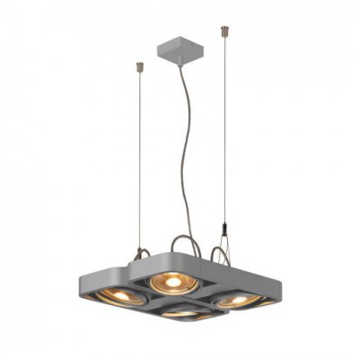 SLV 159234 AIXLIGHT R2 SQUARE LED, Pendelleuchte, QRB111, 4x50W, 4xG53, halbrund, silbergrau