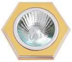 Светильник галогенный 16172 DQ MR16, шестигранник, сатин золото+хром