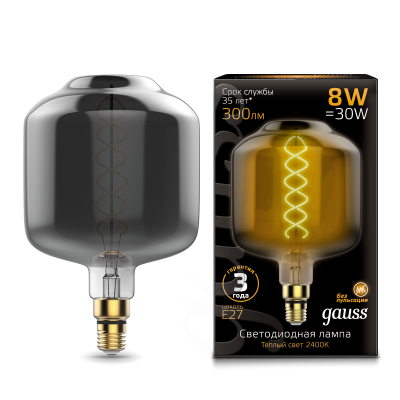 Лампа Gauss Filament DL180 8W 300lm 2400К Е27 gray flexible LED (164802008) Лампа Gauss Filament DL180 8W 300lm 2400К Е27 gray flexible LED (164802008)