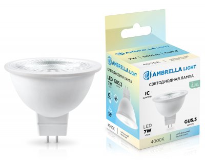 Светодиодная лампа Lens 38° MR16 7W 4000K Ambrella 170714 LED MR16 7W IC GU5.3 4000K 175-265V 38° Светодиодная лампа Lens 38° MR16 7W 4000K Ambrella 170714 LED MR16 7W IC GU5.3 4000K 175-265V 38°