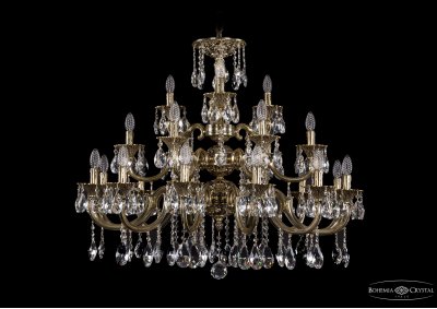 Люстра хрустальная большая Bohemia Ivele 1732/12+6+3/335/SA/GB Люстра хрустальная большая Bohemia Ivele 1732/12+6+3/335/SA/GB