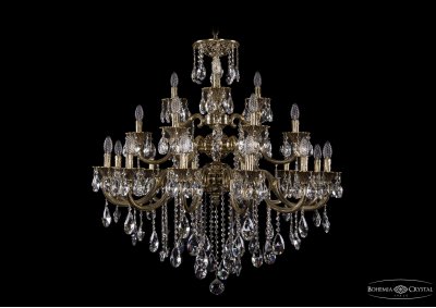 Люстра хрустальная большая Bohemia Ivele 1732/12+6+3/335/SB/GB Люстра хрустальная большая Bohemia Ivele 1732/12+6+3/335/SB/GB