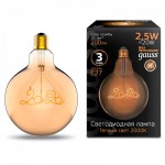 Лампа Gauss Filament G125 2,5W 200lm 2000К Е27 golden 2020 LED (177802003)
