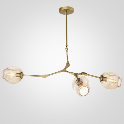 Люстра Сrumpled Glass Bubble Chandelier Gold 3 плафона прозрачный ImperiumLoft 178045-22