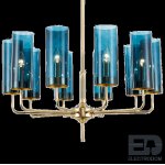 Люстра Agne Brass &amp; Blue Glass Tube Chandelier in 1970 10 Синий ImperiumLoft 178199-22