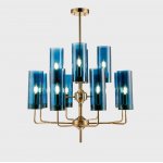 Люстра Agne Brass &amp; Blue Glass Tube Chandelier in 1970 12 Синий ImperiumLoft 178201-22