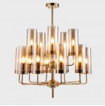 Люстра Agne Jakobsson Brass &amp; Blue Glass Tube Chandelier in 1970 15 Коричневый ImperiumLoft 178202-22
