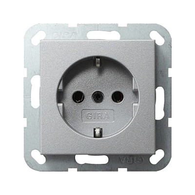 Gira S-55 Алюминий Розетка с/з (G18826)