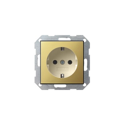 Gira S-55 Латунь/Крем Розетка с/з (G188614)
