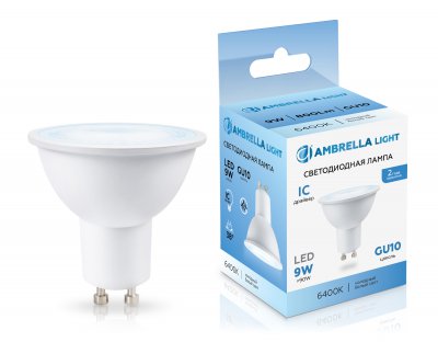 Светодиодная лампа Lens 38° MR16 9W 6400K Ambrella 190906 LED MR16 9W IC GU10 6400K 175-265V 38°