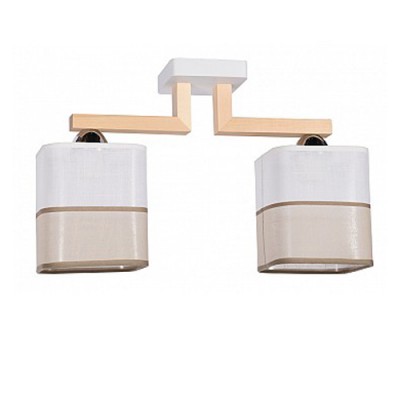 Светильник потолочный ЭММА 2хЕ27х60Вт белый и натуральный 191-63-22