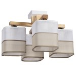 Светильник потолочный ЭММА 4хЕ27х60Вт белый и натуральный   191-63-24