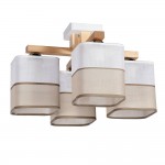 Светильник потолочный ЭММА 4хЕ27х60Вт белый и натуральный   191-63-24