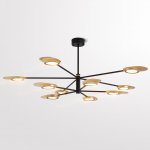 Люстра на штанге INGEL D150 10 lamps Black/Gold ImperiumLoft 193542-26