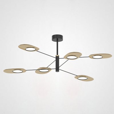 Люстра на штанге INGEL D90 6 lamps Black/Gold ImperiumLoft 193547-26