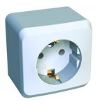 Lexel Этюд 1-ая розетка с заземлением, со шторками белый (накладные) (PA16-004b)