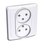 Lexel Этюд 2-ая розетка без заземления белый (скр.устан.) (PC16-005b)