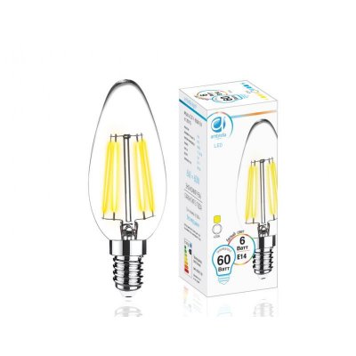 

Лампа Filament LED C37-F 6W E14 3000K (60W)