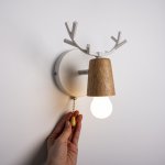 Бра с рожками DEER A SWITCH White/Light wood ImperiumLoft 204237-26