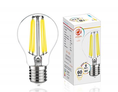 

Лампа Filament LED A60-F 6W E27 3000K (60W)