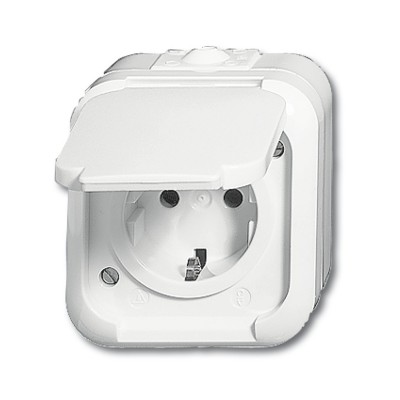 Розетка 2Р+E 10/16А 250В IP44 для открытого монтажа Duro 2000 WW чисто-белый [BJE2300 EWW] 2083-0-0608