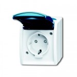 Розетка 2Р+E 10/16А 250В IP44 открытого монтажа серо-зеленый OCEAN [BJE20 EW-53] 2083-0-0817