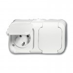 Розетка двойная горизонтальная 2Р+E 10/16А 250В IP44 для открытого монтажа Duro 2000 WW чисто-белый [BJE2300/2 EWW] 2084-0-0523