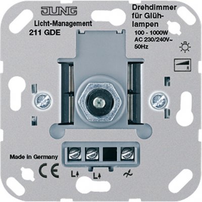 JUNG механизм Светорегулятор поворотно-нажимной 100-1000 Вт для л/н (211GDE) JUNG механизм Светорегулятор поворотно-нажимной 100-1000 Вт для л/н (211GDE)
