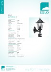 Светильник уличный Eglo 22469 LATERNA 4