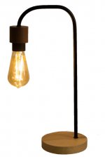 Настольная лампа Эдисон 1хЕ27х60Вт, черный+натуральный, 233-74-21/Т