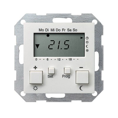 Gira S-55 Бел глянц Термостат электронный с таймером с функцией охлаждения (G237003)
