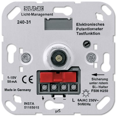 JUNG Потенциометр для регулирования люминесцентных ламп с кнопкой (240-31) JUNG Потенциометр для регулирования люминесцентных ламп с кнопкой (240-31)