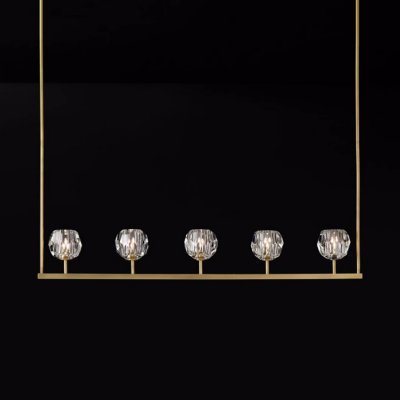Люстра RH Boule De Cristal Linear Chandelier 5 Bronze ImperiumLoft 240204-22