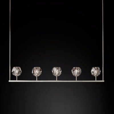 Люстра RH Boule De Cristal Linear Chandelier 5 Nickel ImperiumLoft 240205-22