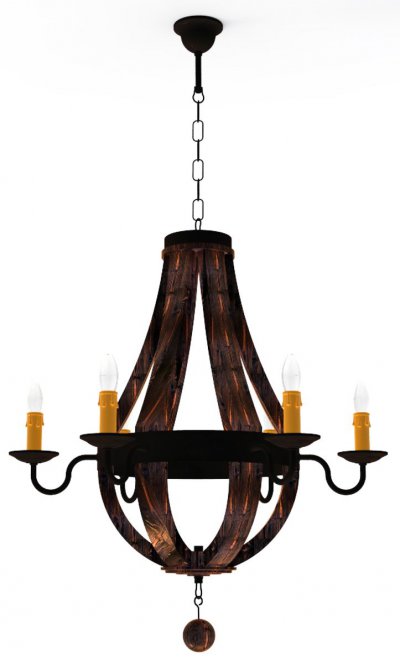Люстра Чарльз 6хE14х40Вт состаренное дерево 248-64-16