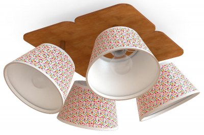 Светильник "Кайли" 4хE27x60Вт орех, цветы 256-71-24