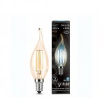 Лампа Gauss LED Filament Свеча на ветру E14 5W 420lm 4100K Golden (104801805)