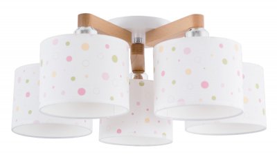 Светильник Светильник "Белла" 5хE27x60Вт натуральный и белый, горошек 258-51-25