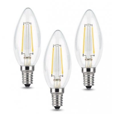 

Лампа Gauss Filament Свеча E14 5W 420lm 2700К 1/20 (3 лампы в упаковке), 103801105T