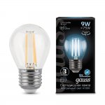 Лампа Gauss LED Filament Шар E27 9W 710lm 4100K (105802209)