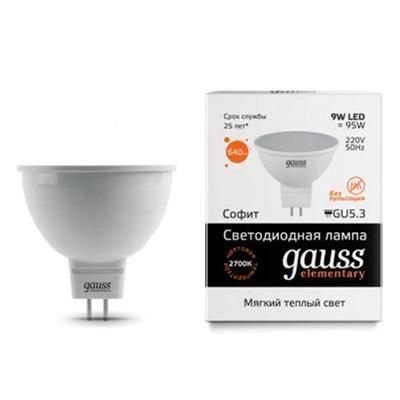 

Лампа диодная Gauss LED MR16 GU5.3 9W 640lm 3000K (13519), 13519