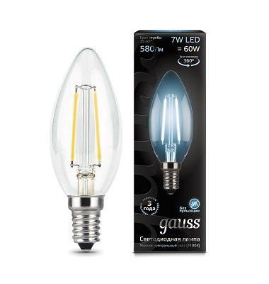 

Лампа Gauss LED Filament Свеча E14 7W 580lm 4100К step dimmable (103801207), 103801207