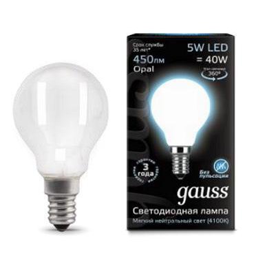 

Лампа Gauss LED Filament Шар OPAL E14 5W 450lm 4100K (105201205), 105201205