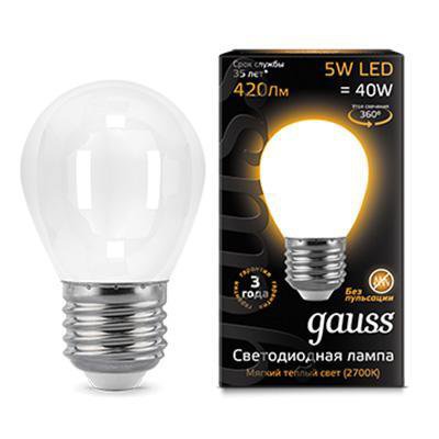 

Лампа Gauss LED Filament Шар OPAL E27 5W 420lm 2700K (105202105), 105202105