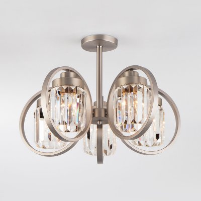 Люстра Eurosvet 10095/5 сатин-никель/прозрачный хрусталь Strotskis Люстра Eurosvet 10095/5 сатин-никель/прозрачный хрусталь Strotskis