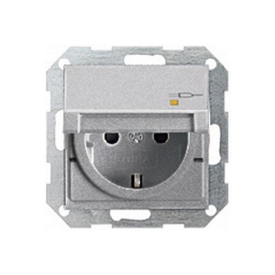 Gira Алюминий Накладка розетки 1-ая с/з с лампой и откидной крышкой (G276326)