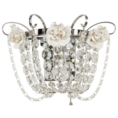 Светильник бра с хрусталем Экономсвет 2820/1wCR+WT