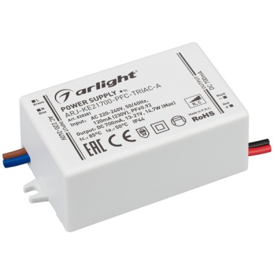 Блок питания ARJ-KE21700-PFC-TRIAC-A (15W, 700mA) (Arlight, IP44 Пластик, 5 лет) Arlight 28281 Блок питания ARJ-KE21700-PFC-TRIAC-A (15W, 700mA) (Arlight, IP44 Пластик, 5 лет) Arlight 28281