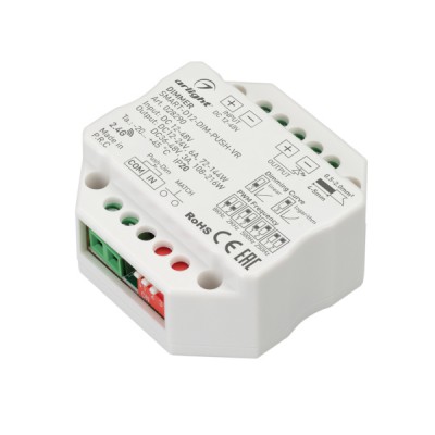 Диммер SMART-D12-DIM-PUSH-VR (12-48V, 1x6A, 2.4G) (Arlight, IP20 Пластик, 5 лет) Arlight 28290 Диммер SMART-D12-DIM-PUSH-VR (12-48V, 1x6A, 2.4G) (Arlight, IP20 Пластик, 5 лет) Arlight 28290